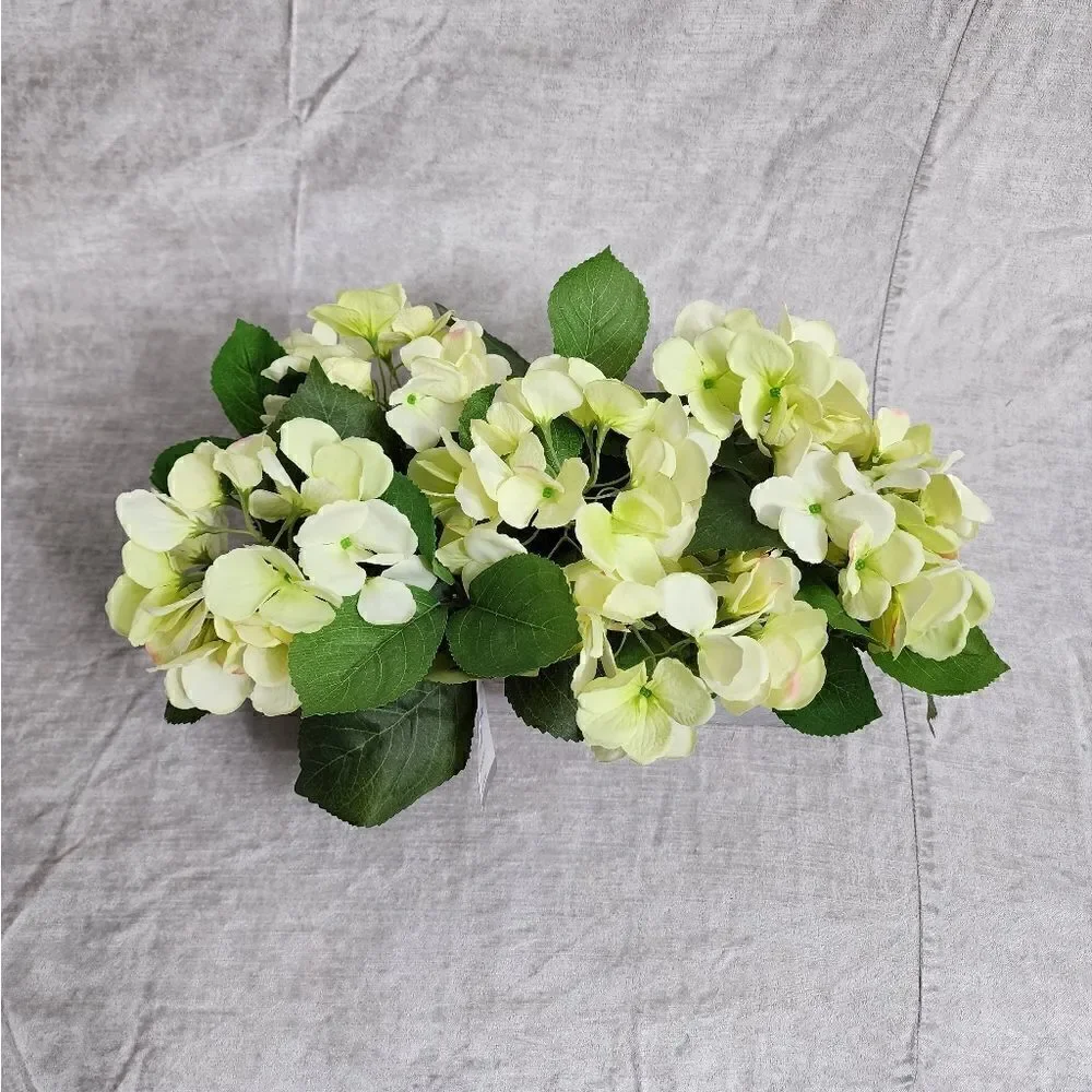 New Light Green Hydrangea Arrangement in a wooden box / centerpiece/ home decor